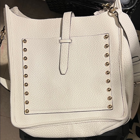 Rebecca Minkoff White Pebble Leather Crossbody bag with gold studs - Picture 6 of 13